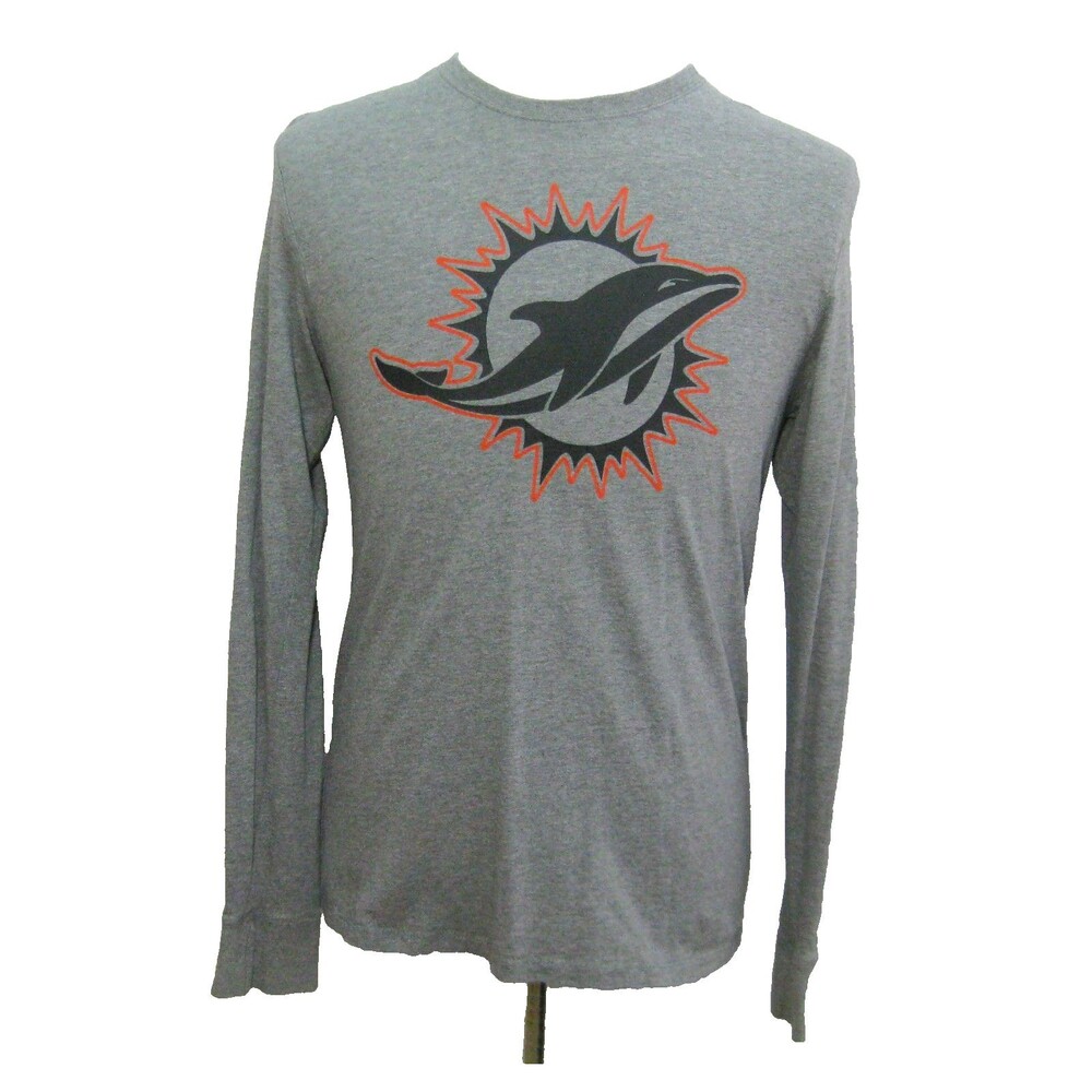 Miami Dolphins Mens Medium Gray Long Sleeve Graphic T-Shirt Cotton NFL Football